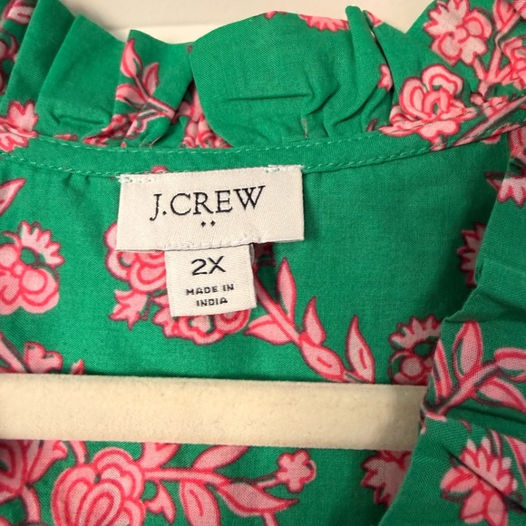 J. Crew Vibrant Green and Pink Floral Blouse - 2X - Picture 3 of 4
